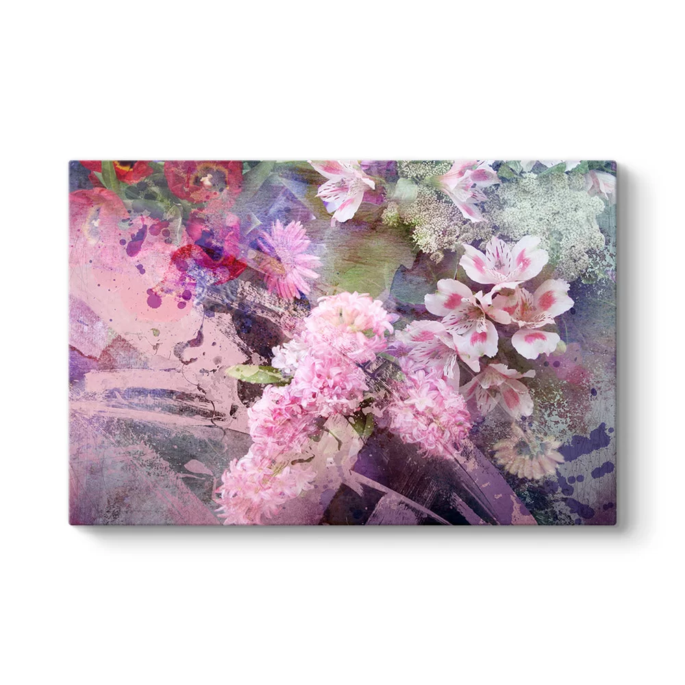Pembe Beyaz Çiçekler Tablosu - Model 1